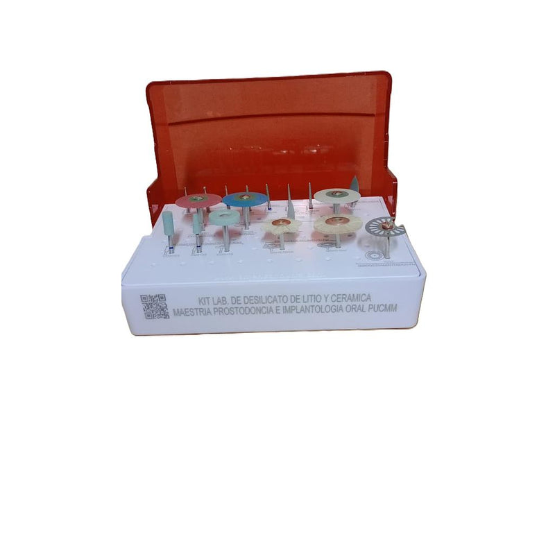 KIT ACADEMICO PUCMM POSTGRADO DISILICATO DE LITIO Y CERAMICA MAESTRIA PROSTODONCIA E IMPLANTOLOGIA ORAL AMERICAN BURRS