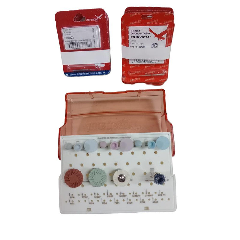 KIT ACADEMICO PUCMM POSTGRADO TERMINACION Y PULIDO MAESTRIA PROSTODONCIA E IMPLANTOLOGIA ORAL AMERICAN BURRS