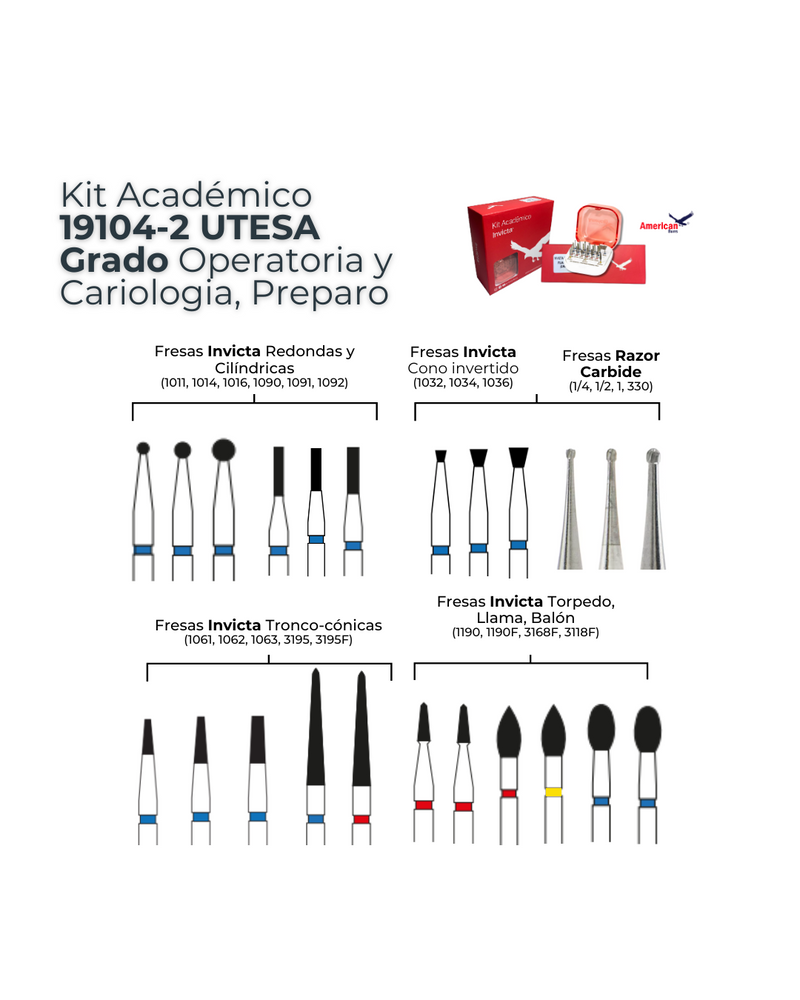 KIT ACADEMICO UTESA GRADO OPERATORIA PREPARO AMERICAN BURRS