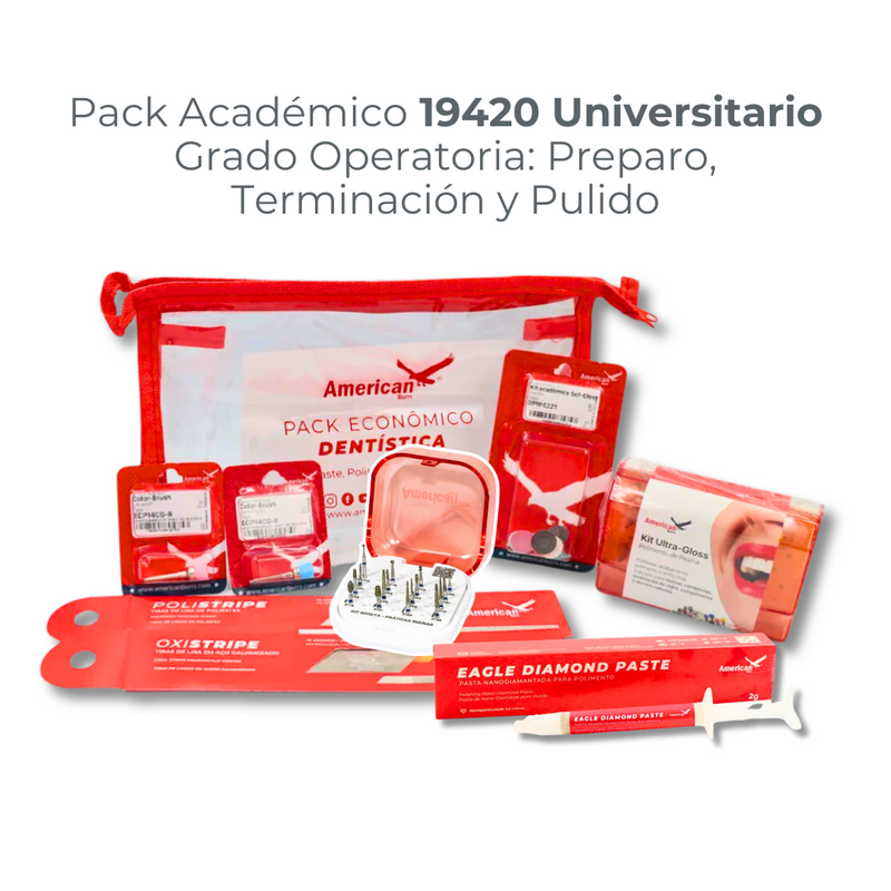 KIT ACADEMICO UNIVERSITARIO GRADO OPERATORIA, TERMINACION Y PULIDO AMERICAN BURRS