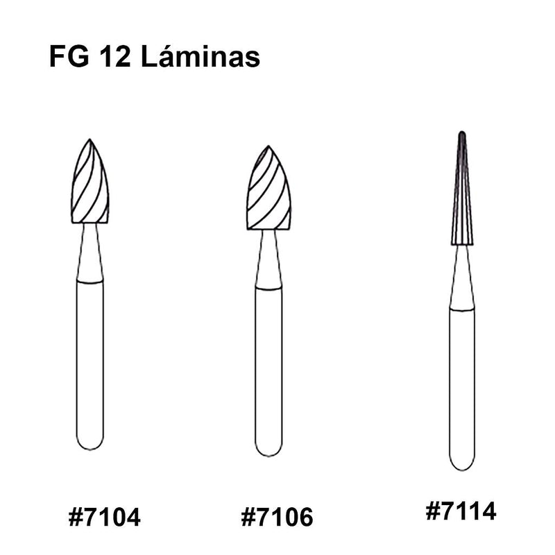 FRESA CARBIDE P/ACABADO (12) FG7104 LLAMA RAZOR AMERICAN BURRS